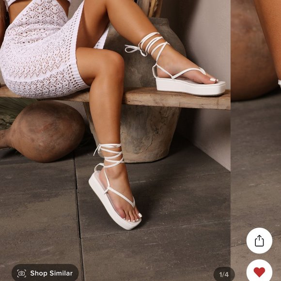 Fashion Nova White Platform Sandals - Picture 1 of 4